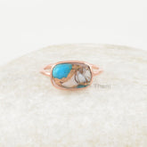 Turquoise Ring - Pure Silver - Handmade Ring - 8x12mm Pink Opal Copper Turquoise - Fashion Jewelry - Jewelry Bride - Gift For The Traveler